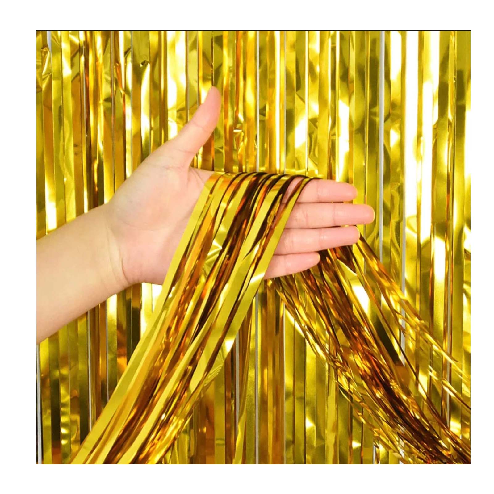Foil Metallic Curtain Backdrop For Happy Birthday Party Decoration / Bridal Shower / Wedding / New Year / Background Decorations