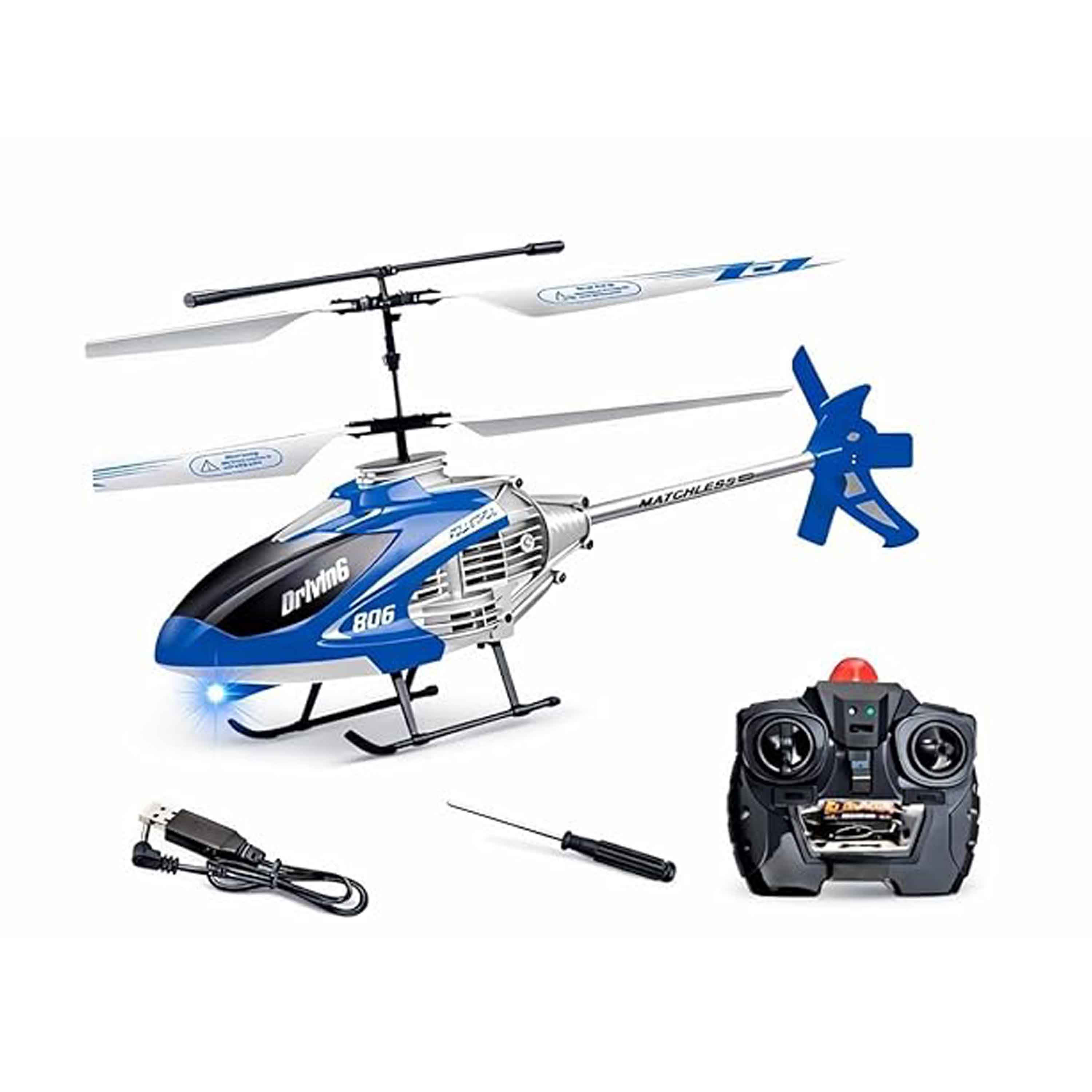 Flying Velocity Helicopter Remote Control with Unbreakable Blades Infrared Sensors and Light, Re-Chargeable Helicopter