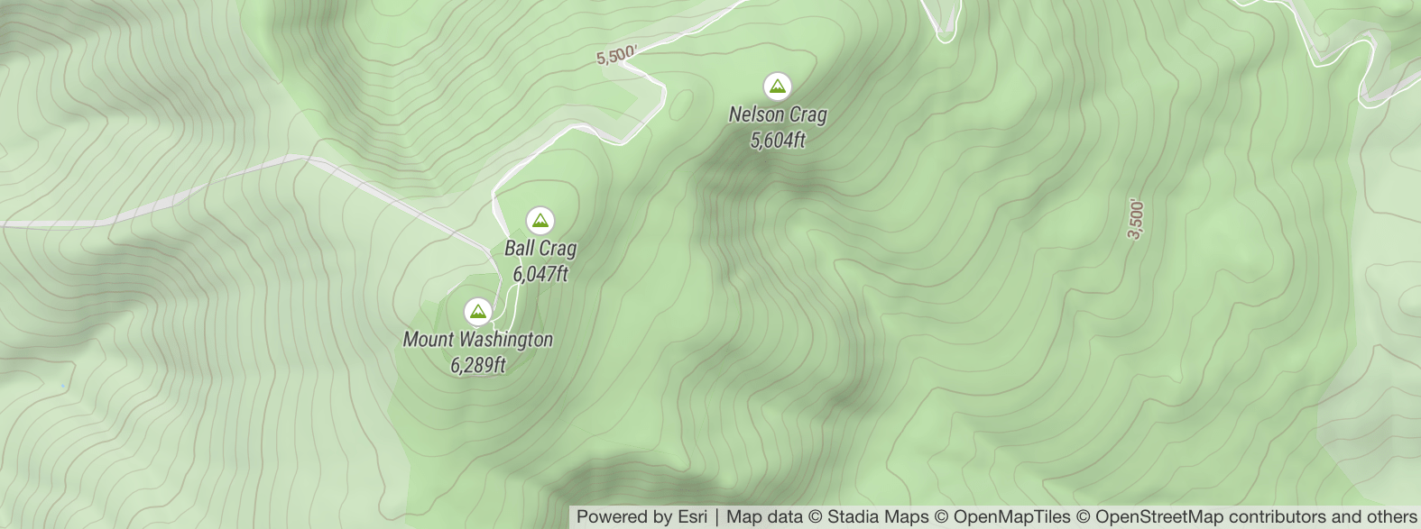 Topographic map of Mount Washington
