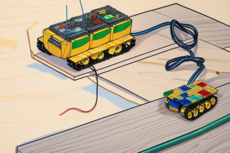 LEGOキャタピラ車体にArduinoとモータードライバを積んだ完成ラジコンの完成イメージ
