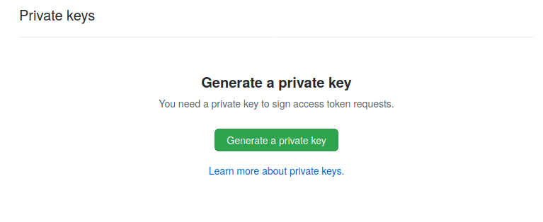 Screenshot of generate private key button