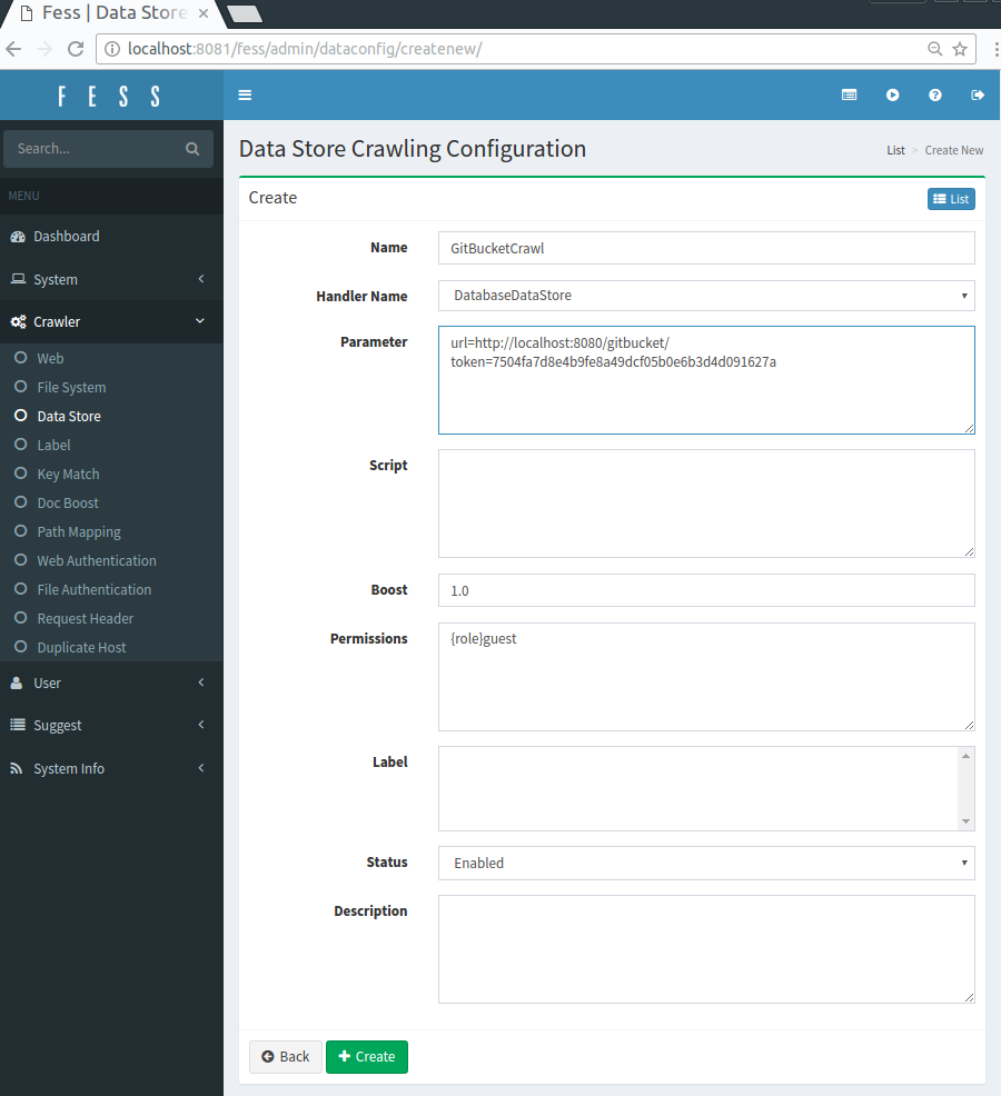 GitBucketDataStore config