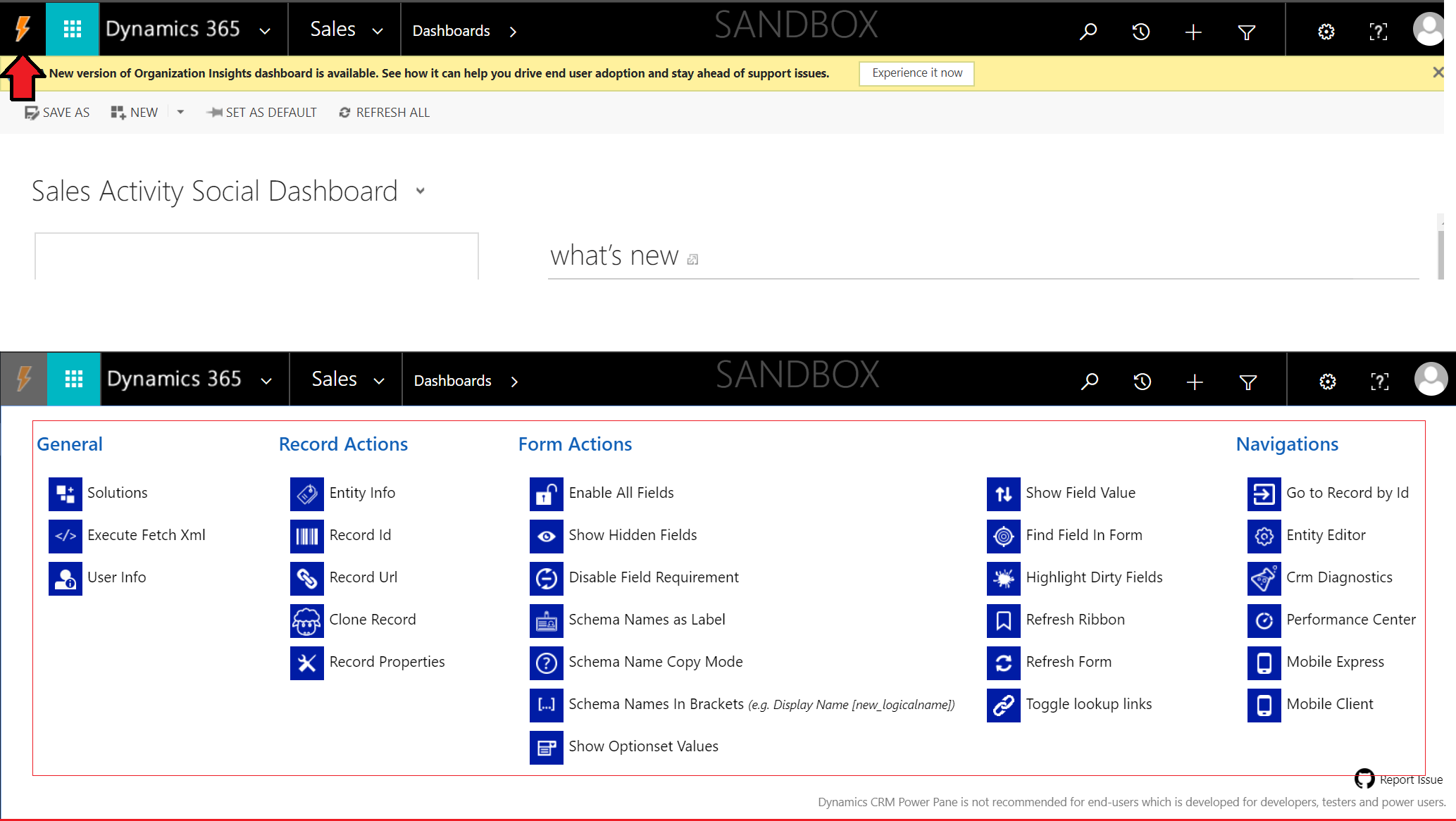 CRM Power Pane Usage