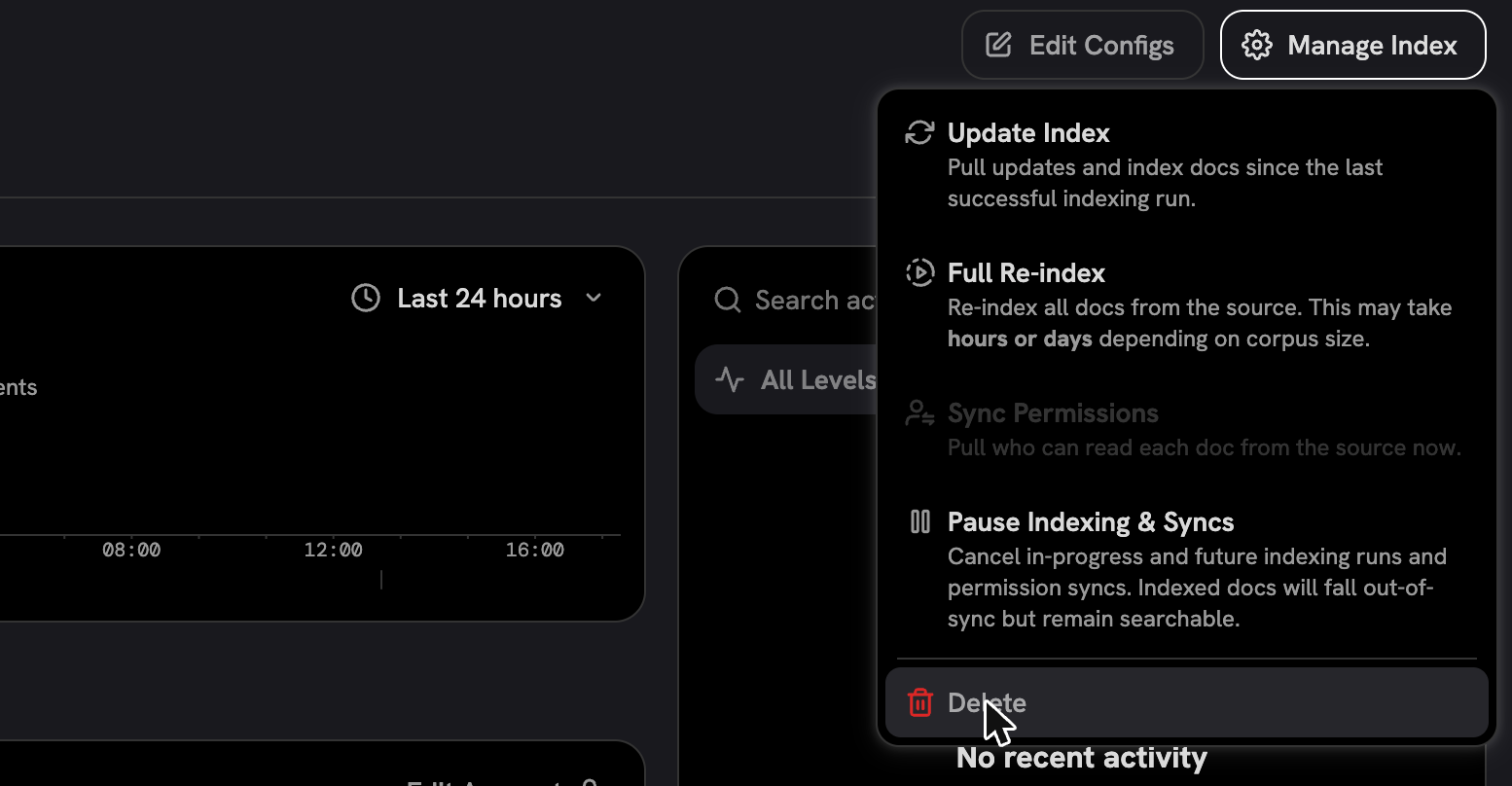 Manage Index after