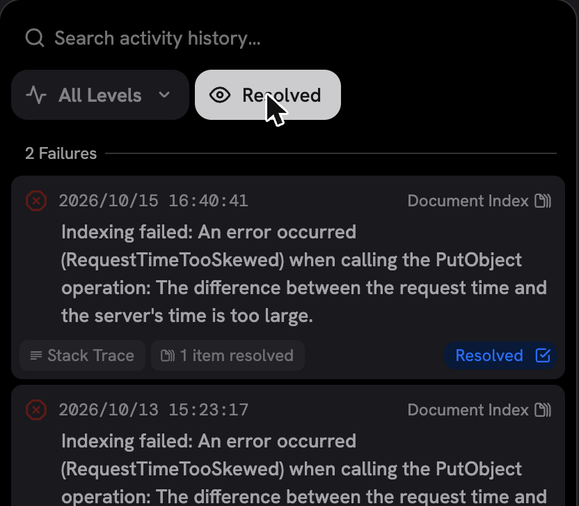 resolved run counts items resolved