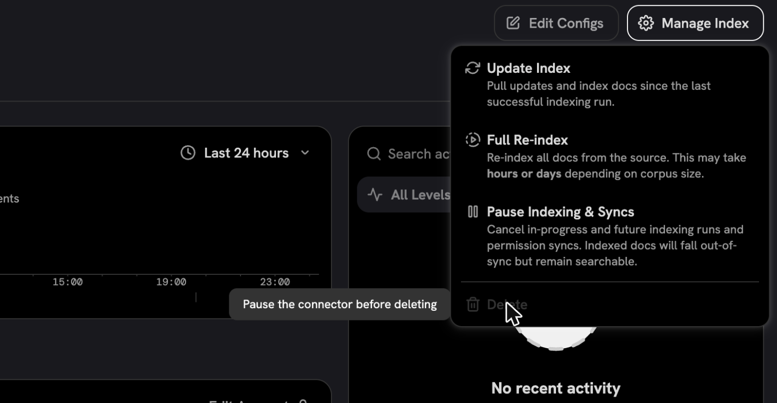Manage Index before