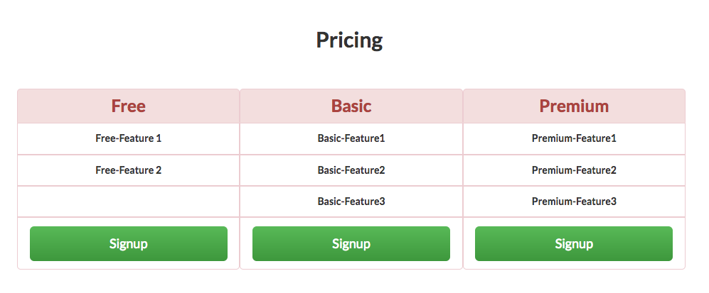 Pricing Section Screenshot