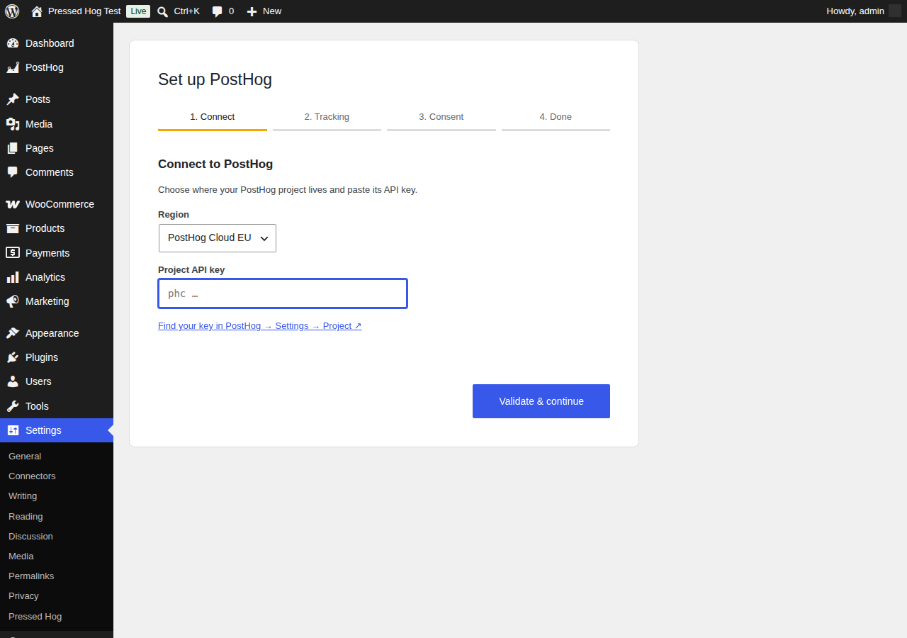 Setup wizard