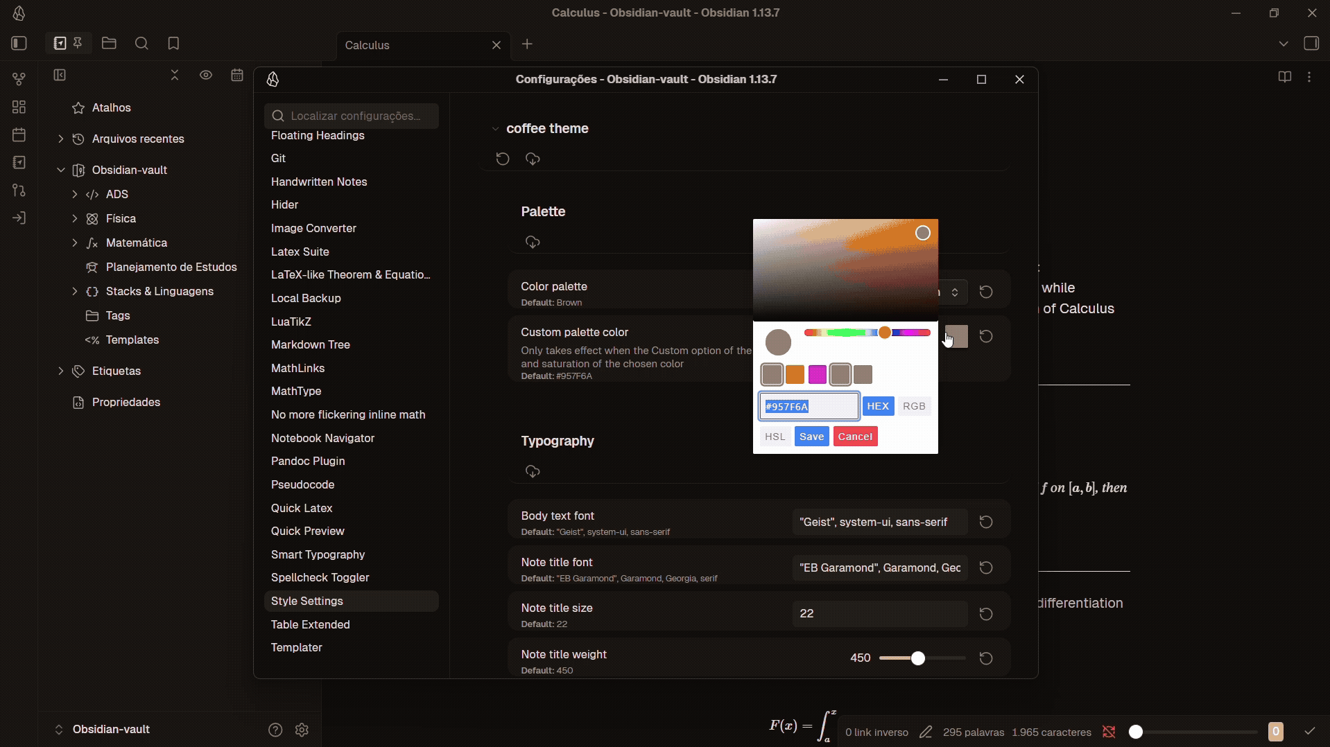 Custom palette in dark mode