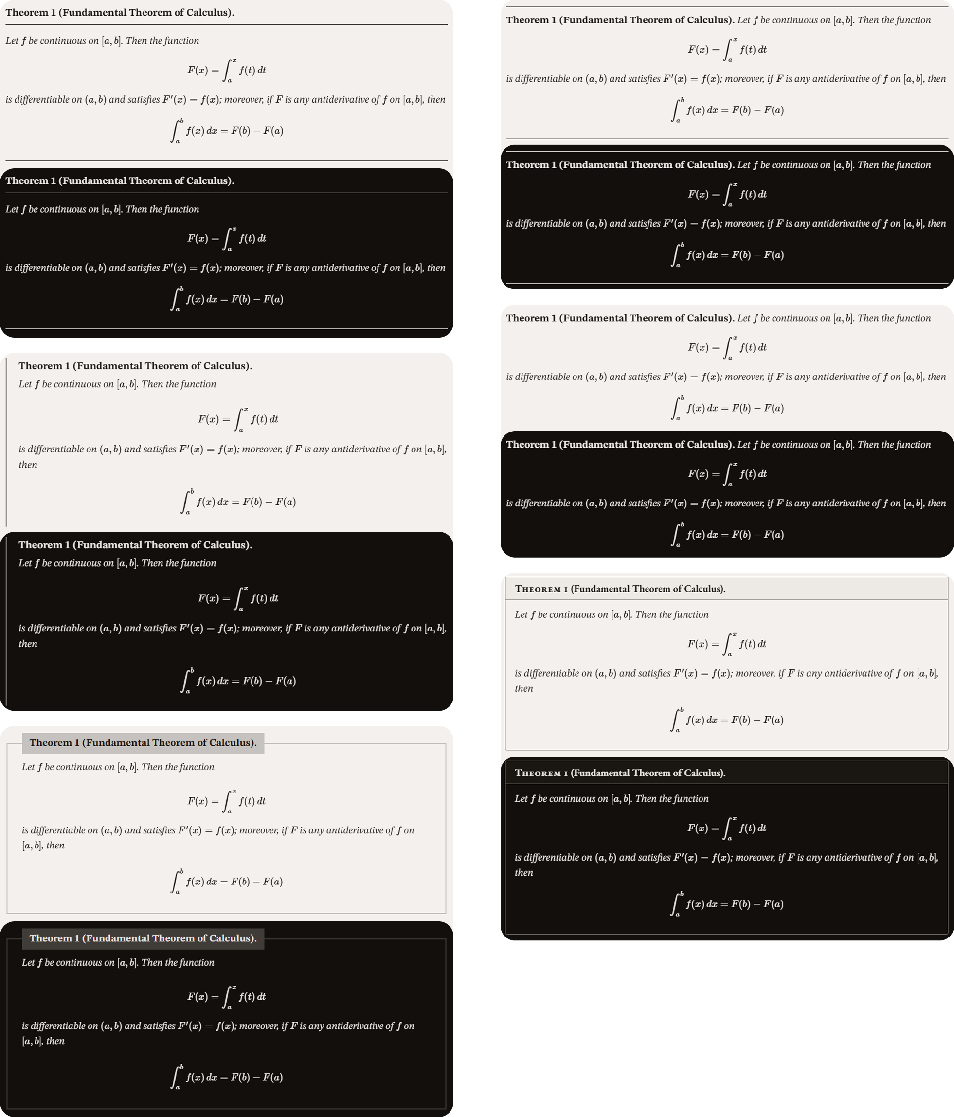 Theorem styles