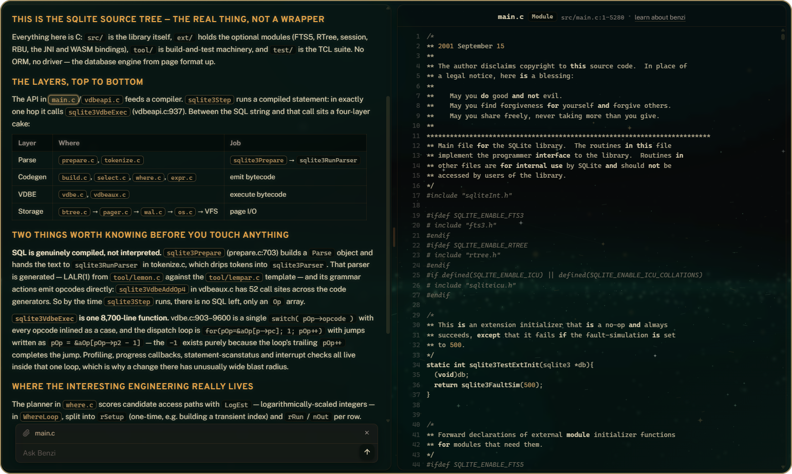 Benzi 在 SQLite 上的效果