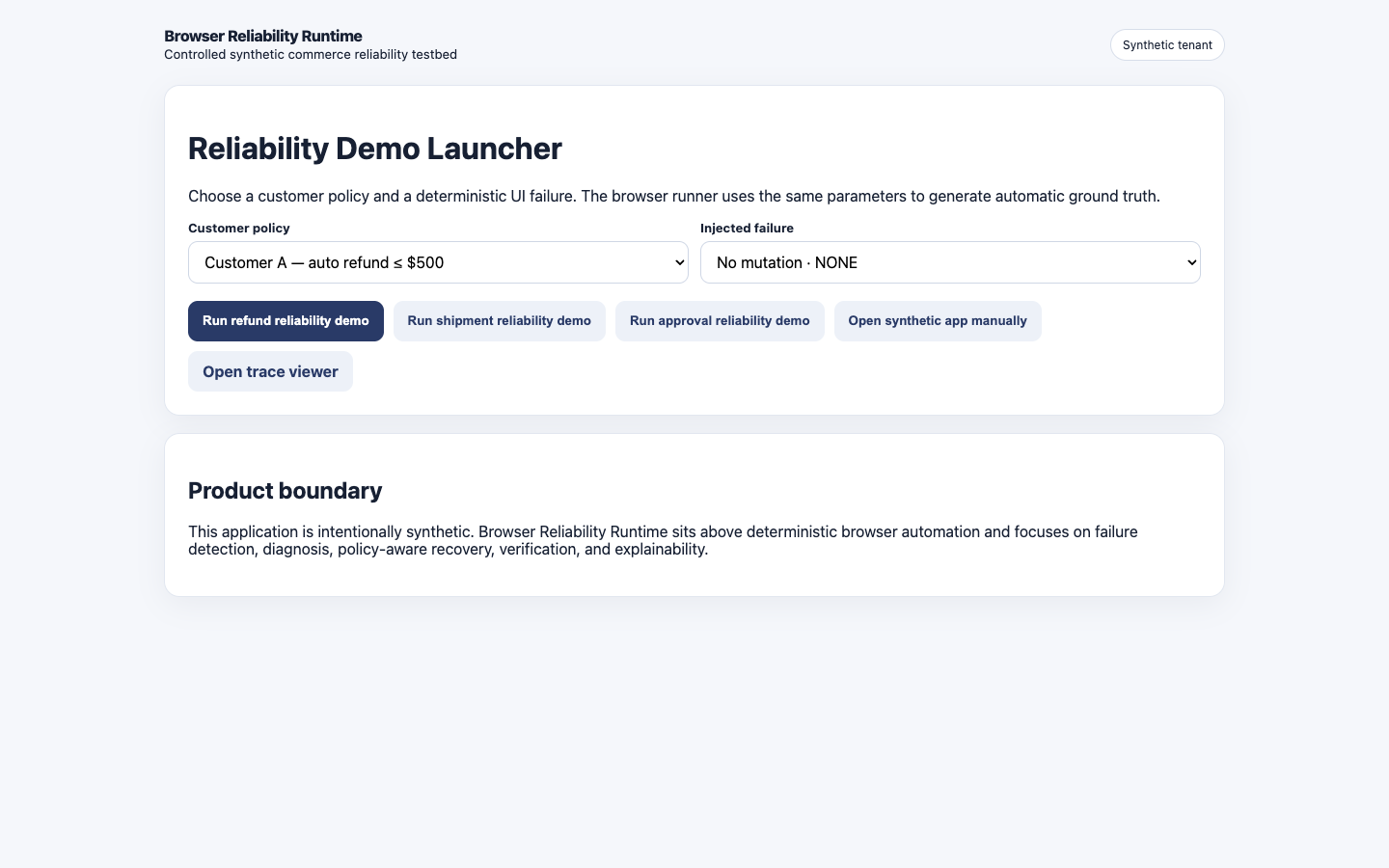 Browser Reliability Runtime product overview