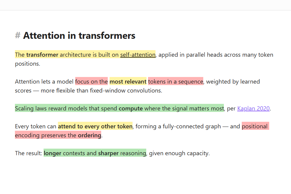 Hilo — multi-color highlights with inline markdown, wikilinks, and mid-highlight color splits all intact