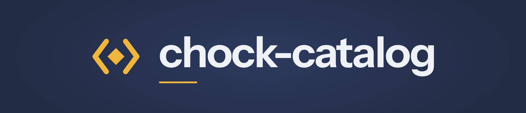chock-catalog wordmark and mark on a dusk-blue background.