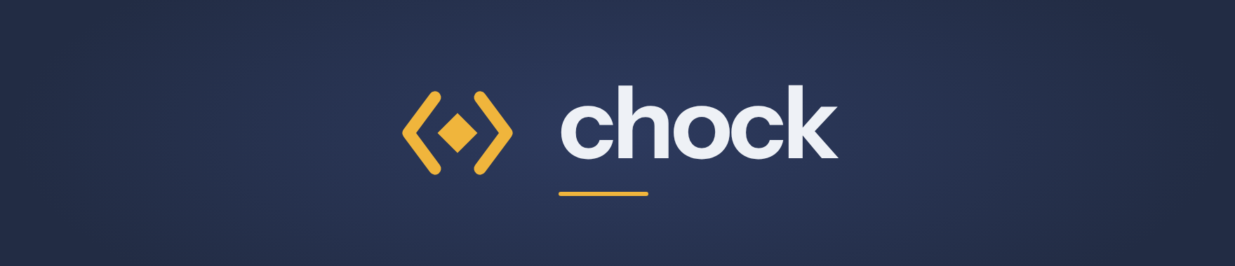 chock wordmark and mark on a dusk-blue background.