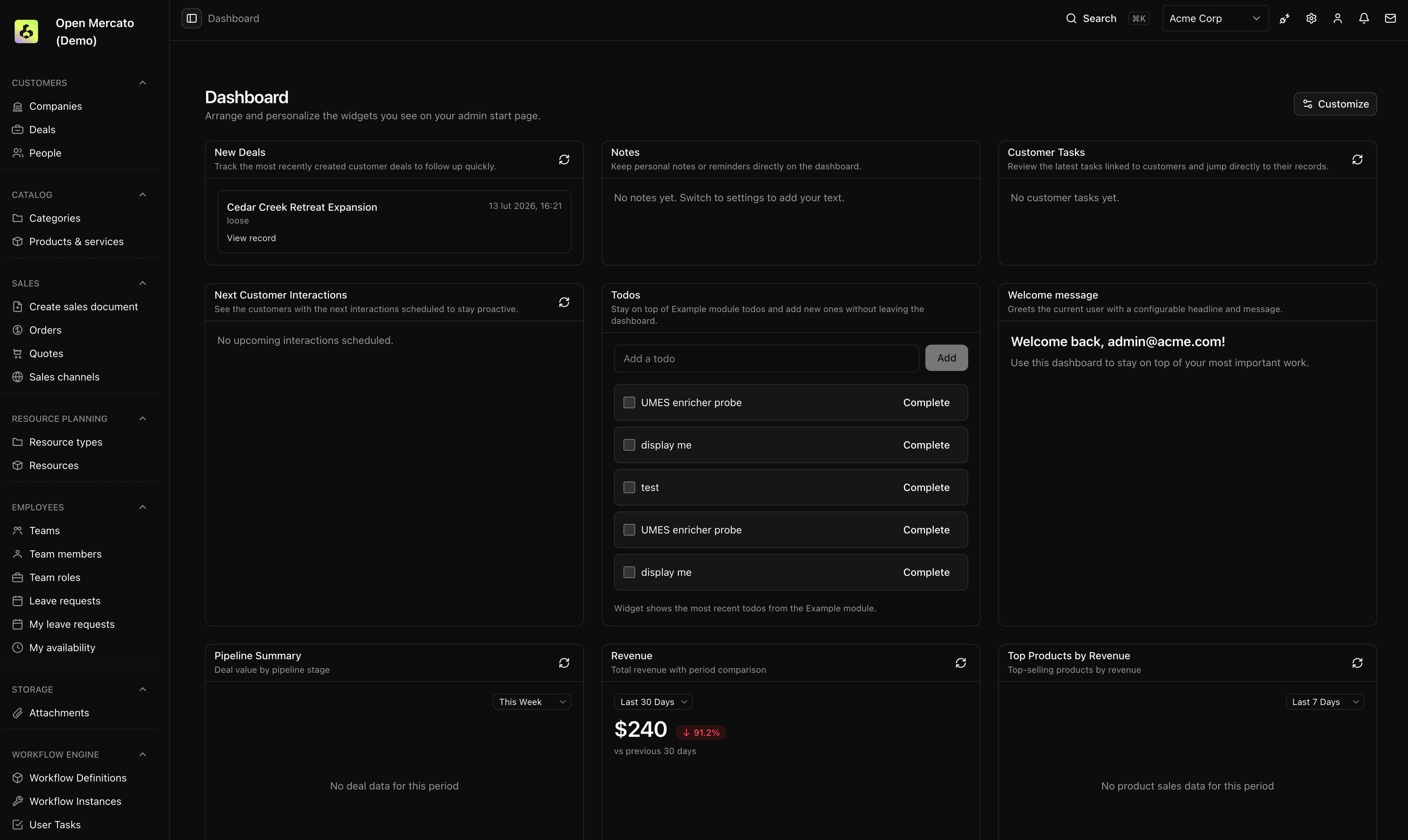 Explore the Open Mercato live demo