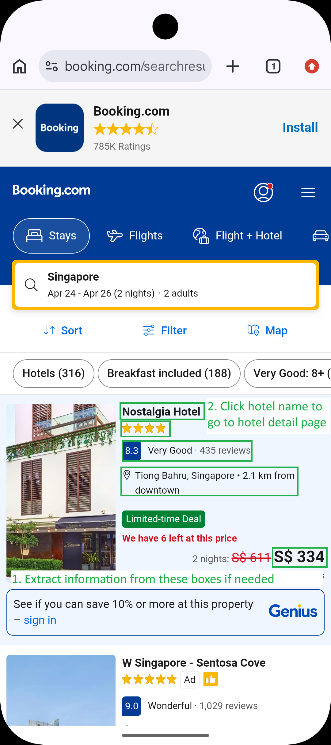 Booking Search Result