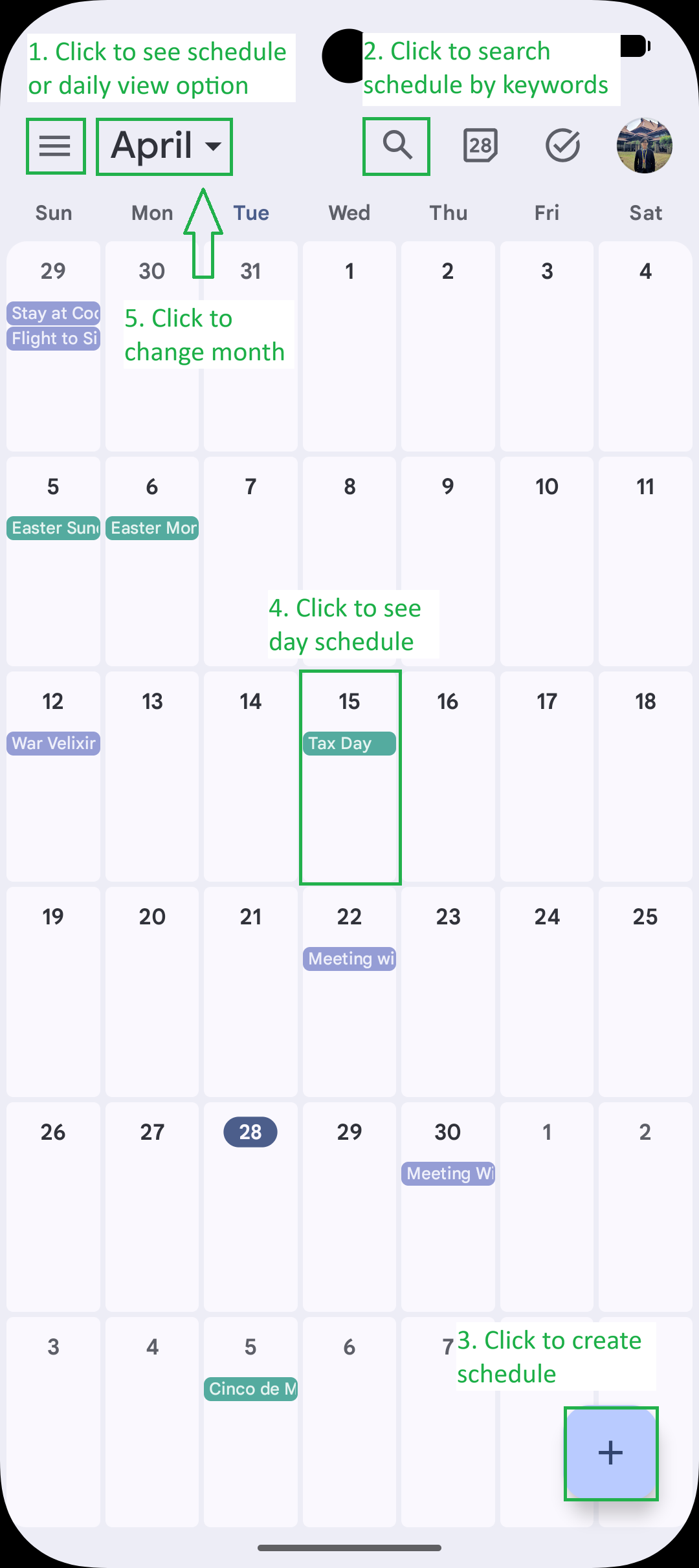 Calendar Landing Page