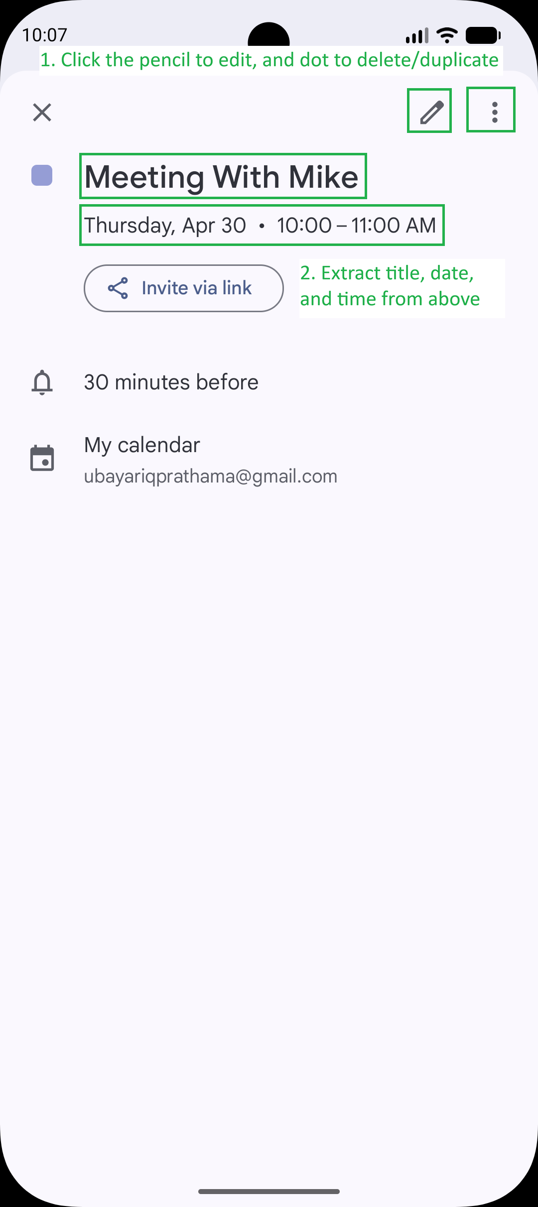 Calendar Schedule Detail