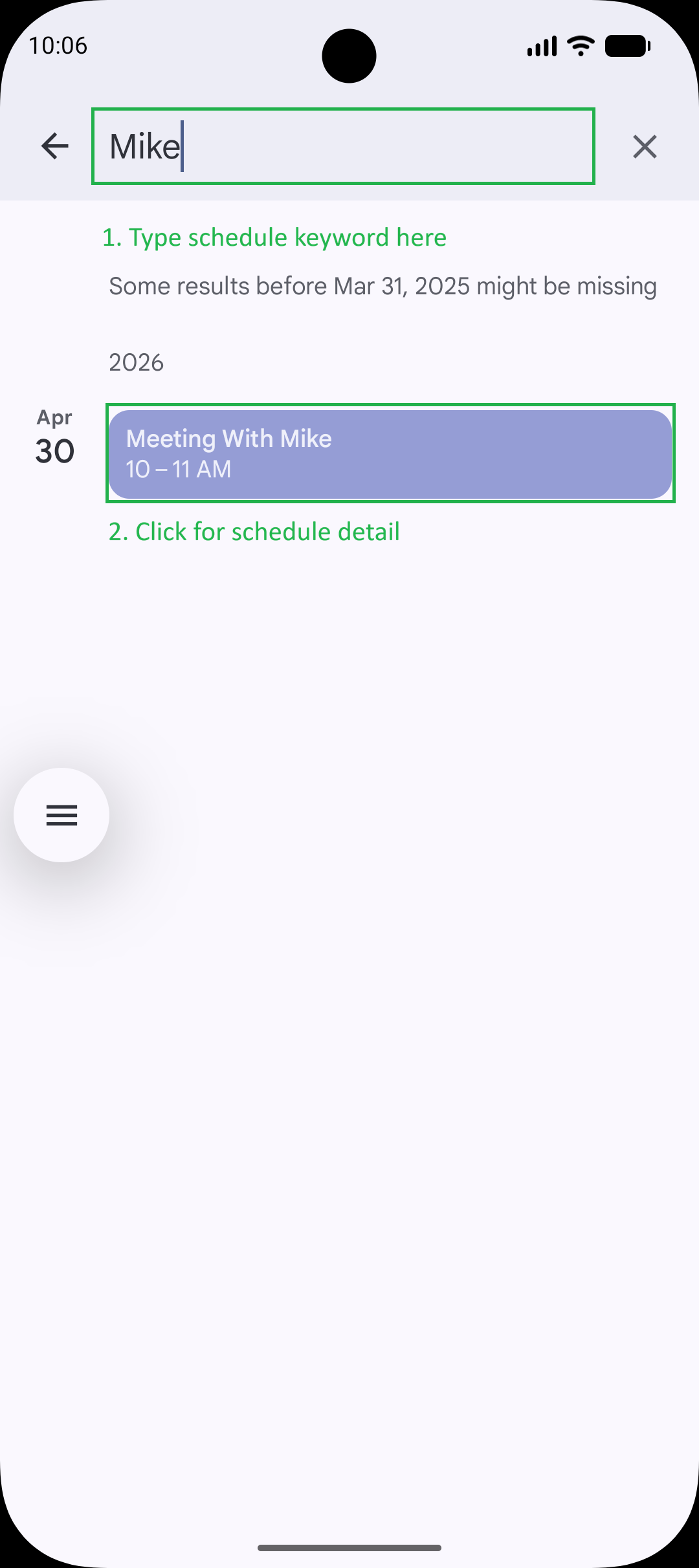 Calendar Search