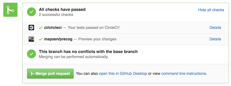 Sample pull request status checks