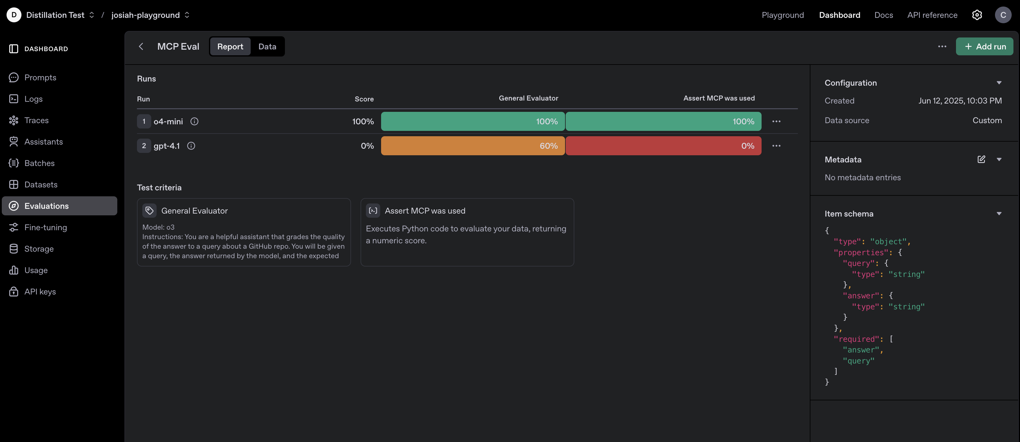 Evaluation Data Tab