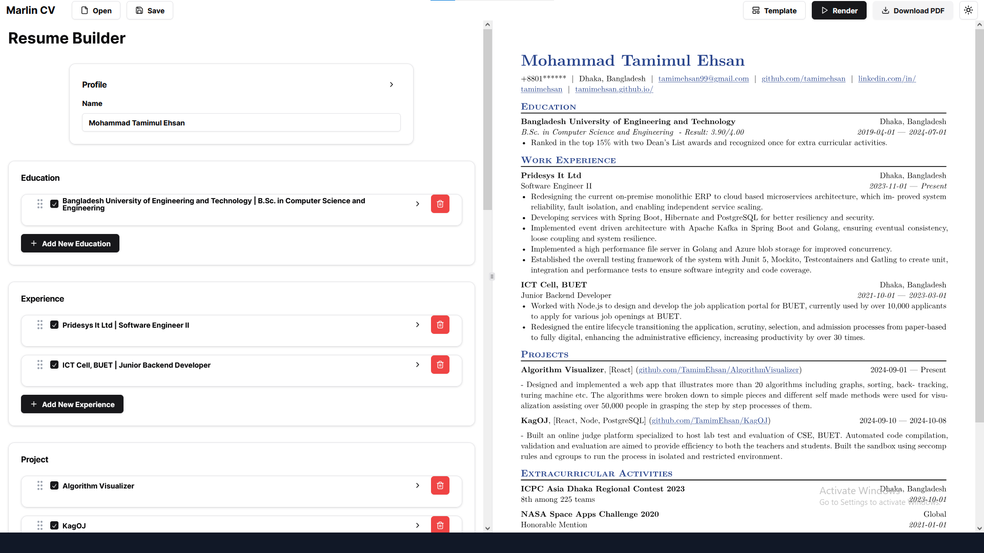 MarlinCV: An Opensource CV maker.