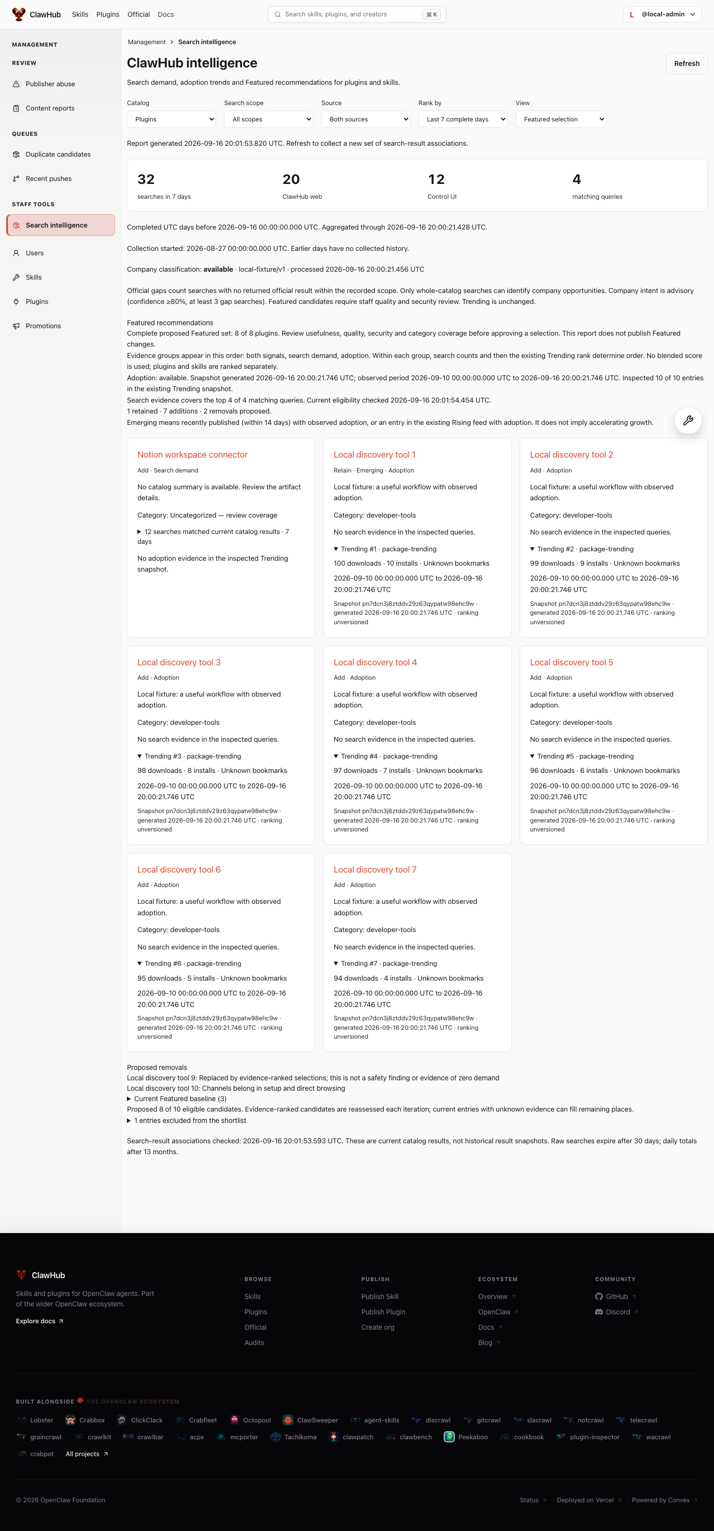 Eight-slot staff dashboard on original 50726 source