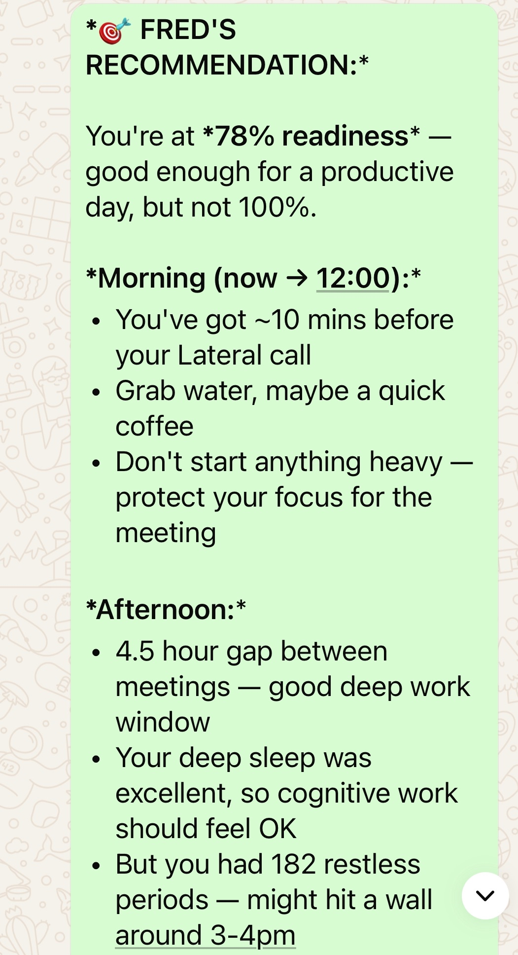 Oura health tracker integration