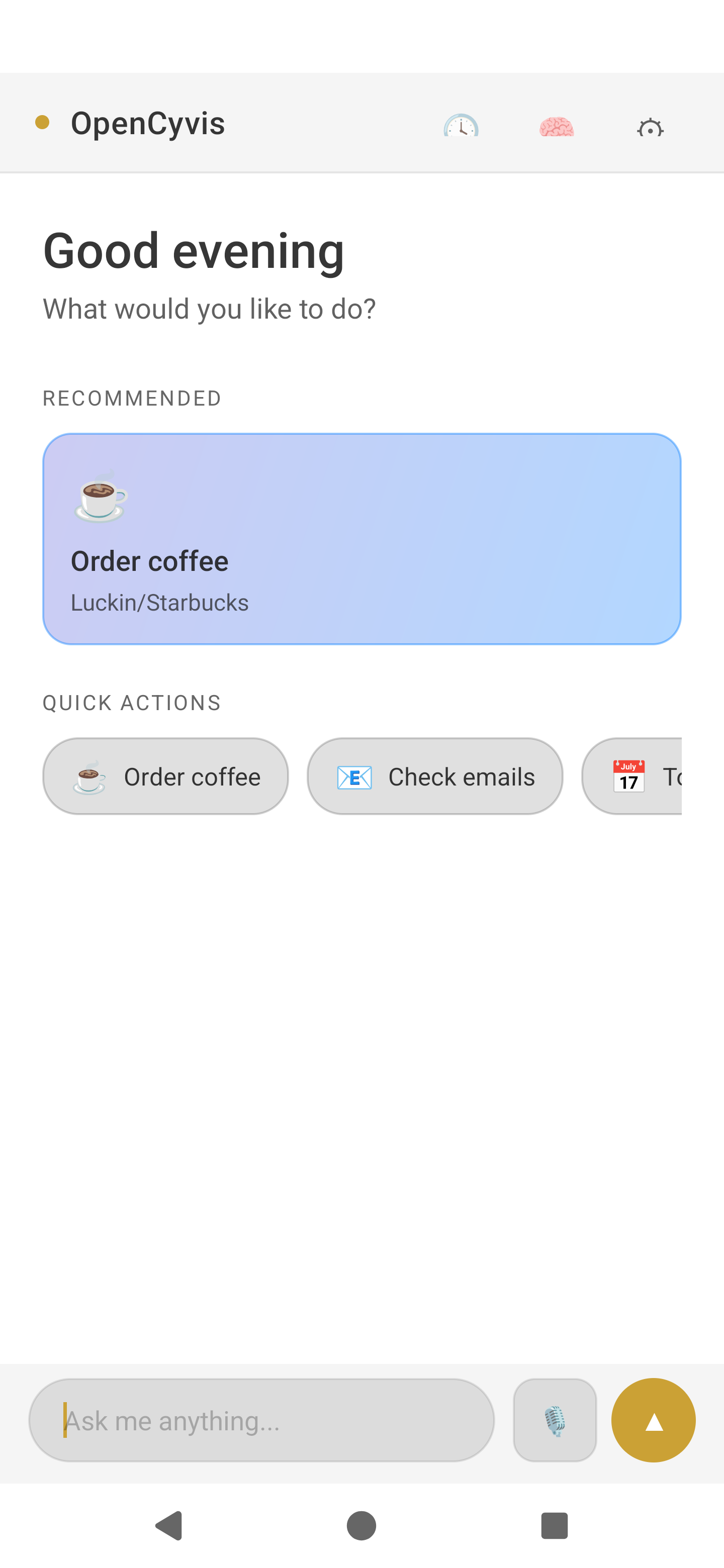 OpenCyvis v2 home screen