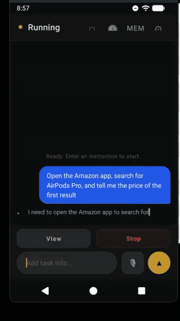 Watch mode — live view of AI's virtual display