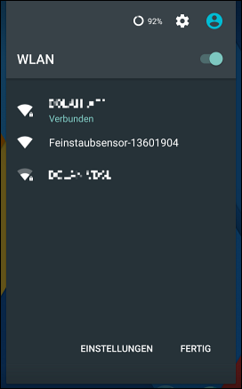 Android WLAN über Taskbar