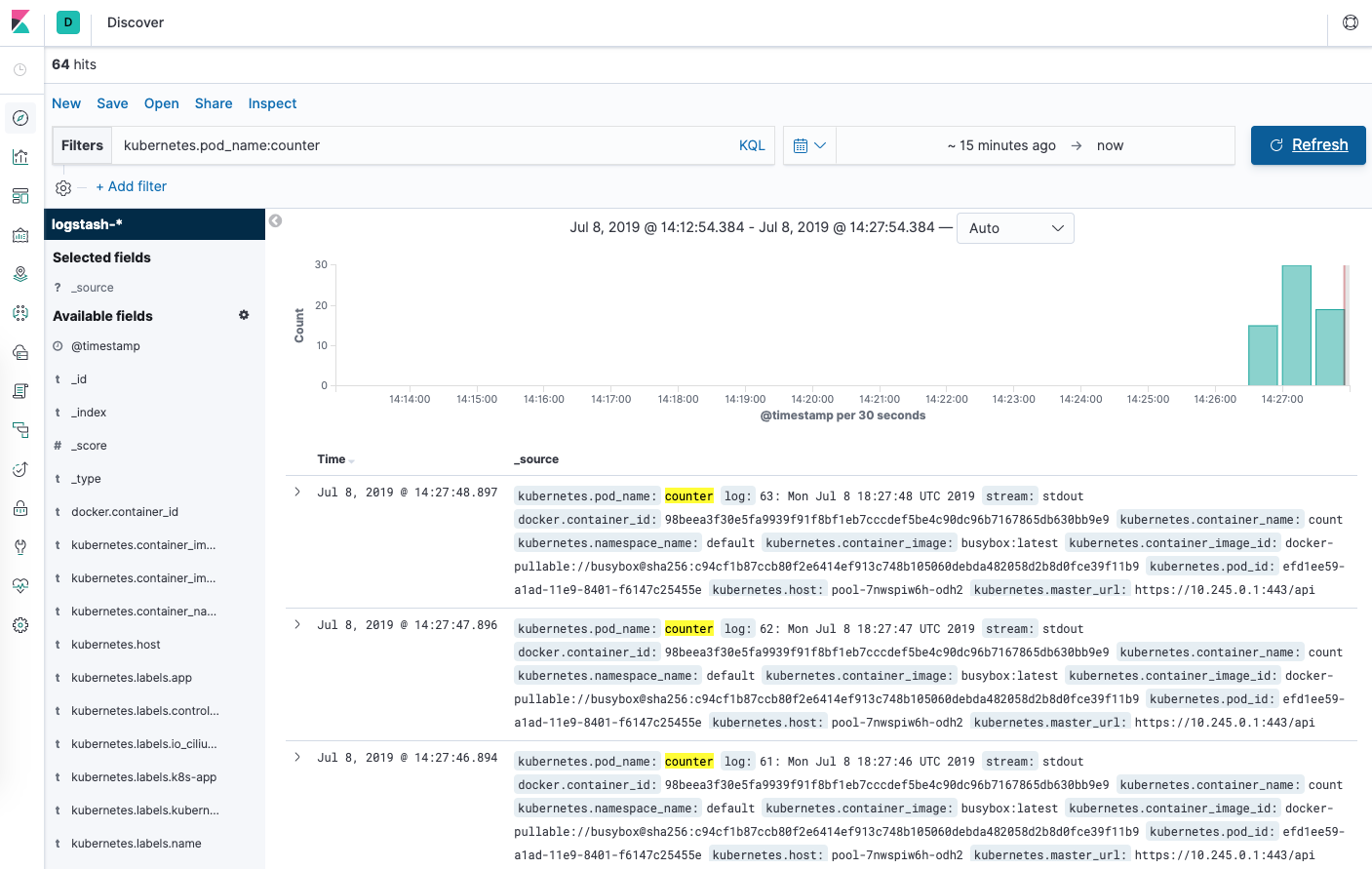 Counter Logs in Kibana