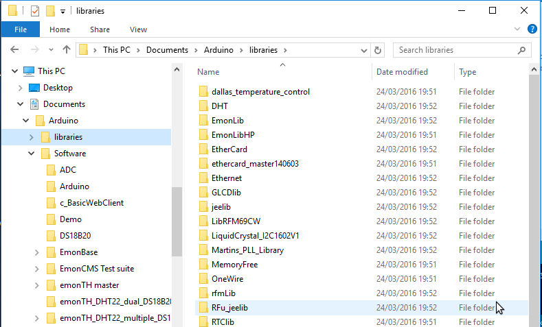 Library Structure under Windows 10