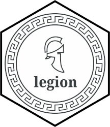 Hex sticker of the legion package for R