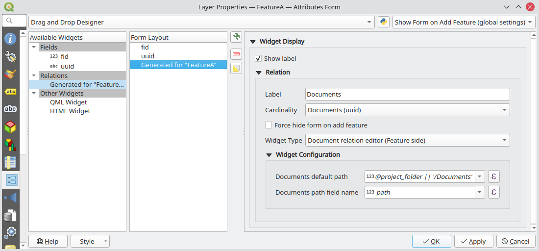 Configuration feature side