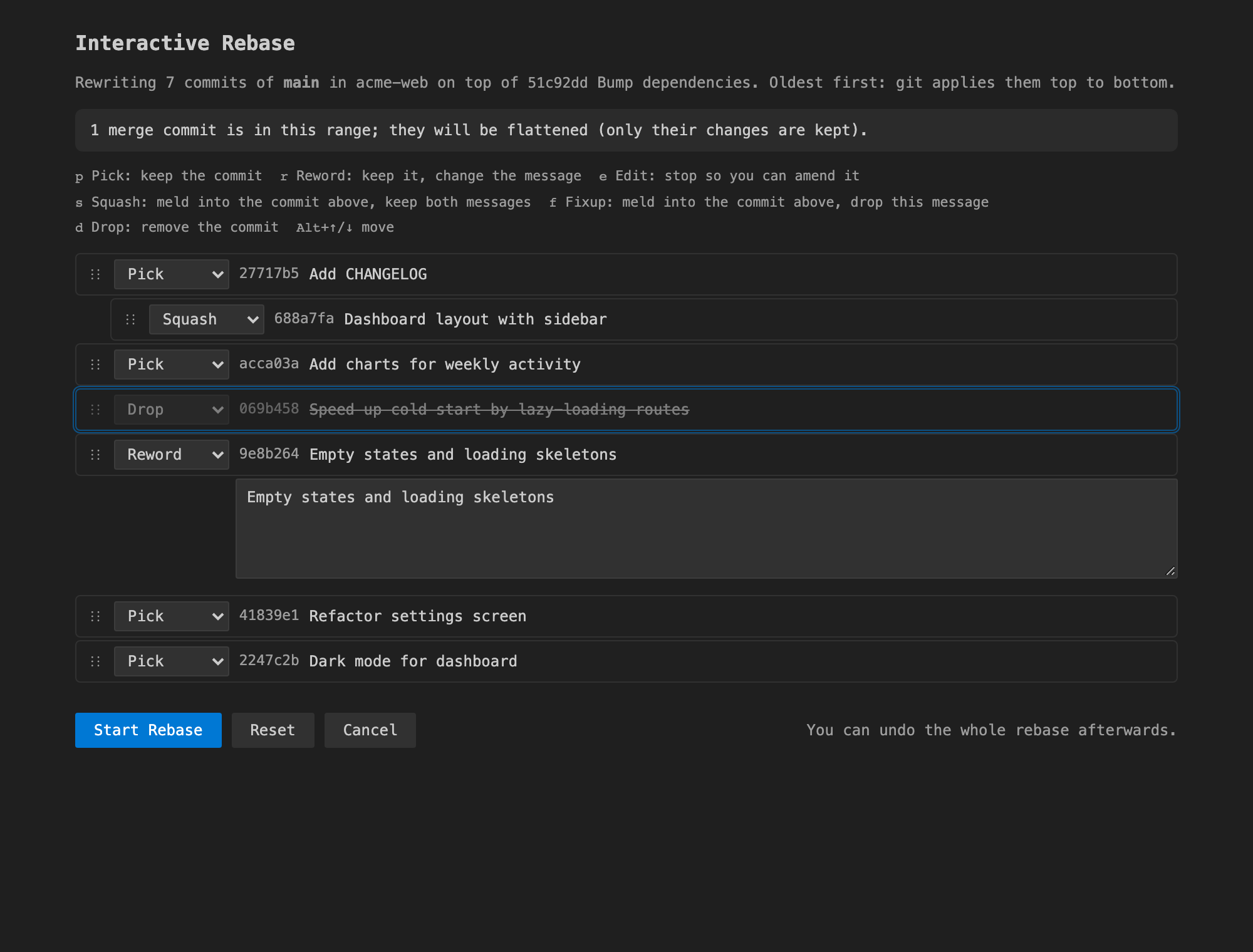 Interactive rebase