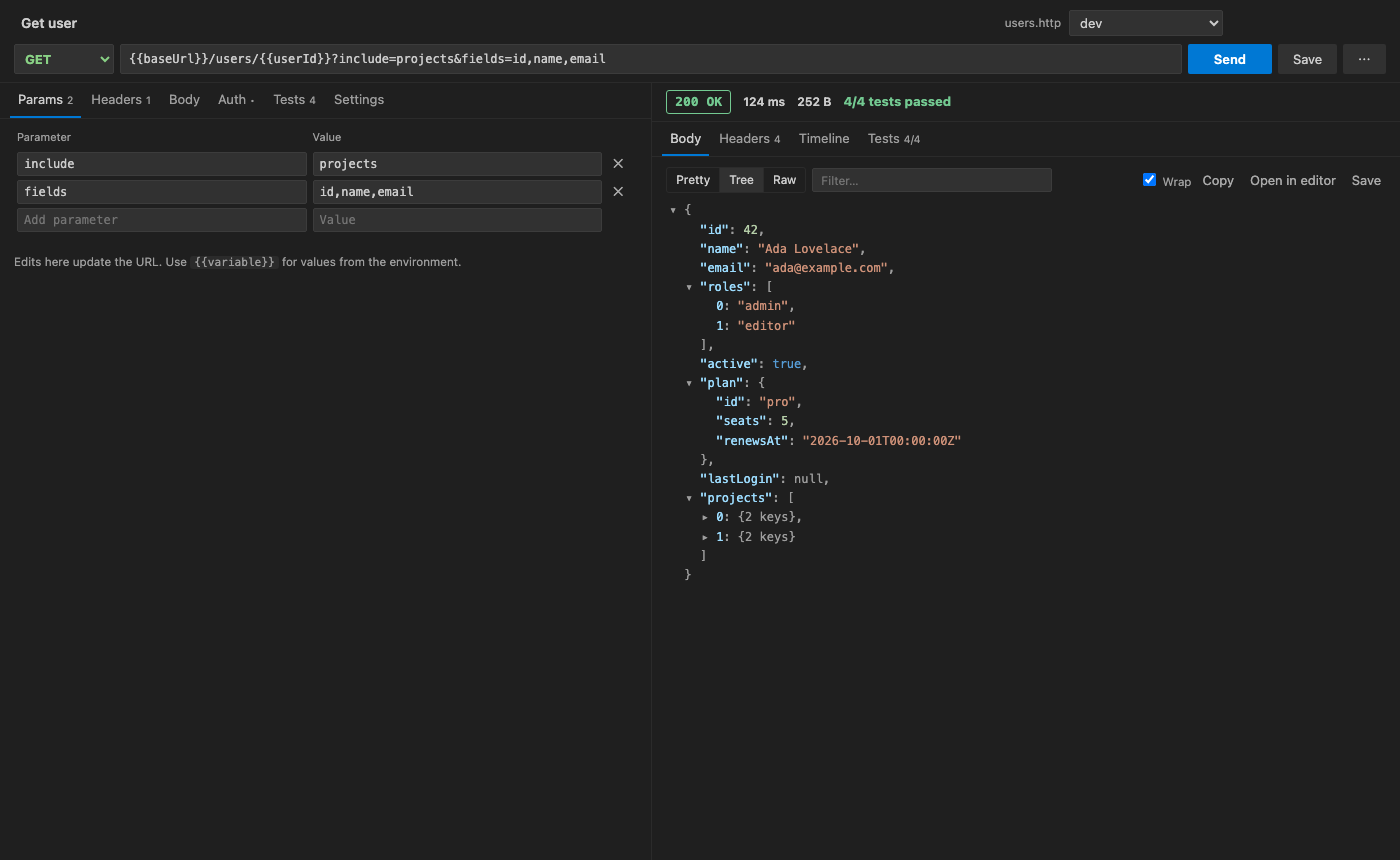 JSON tree with copy path and assert