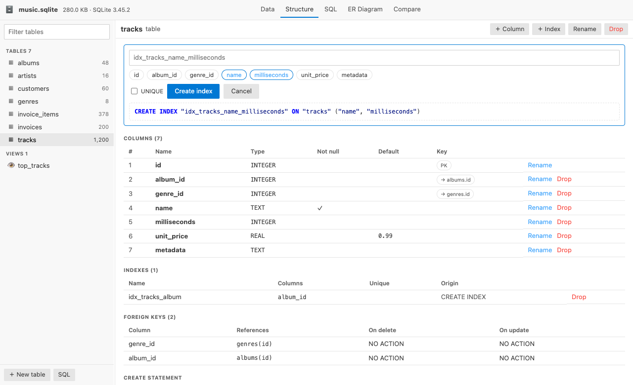 Structure view in a light theme