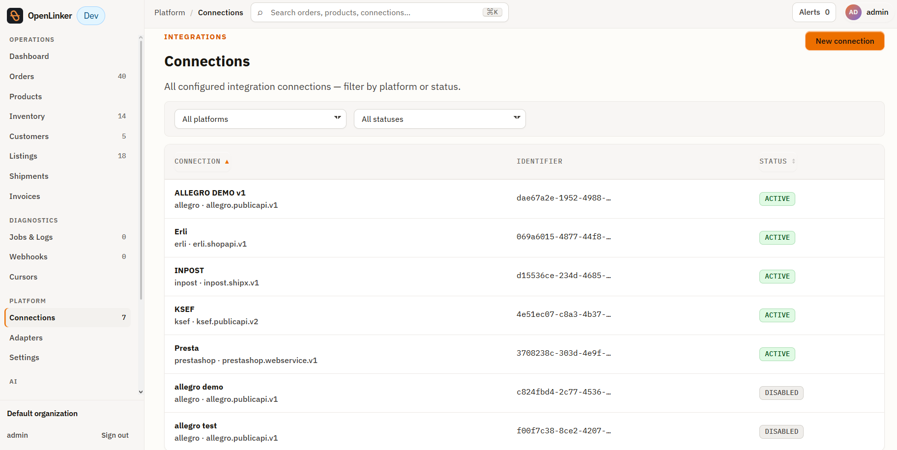 Connections list
