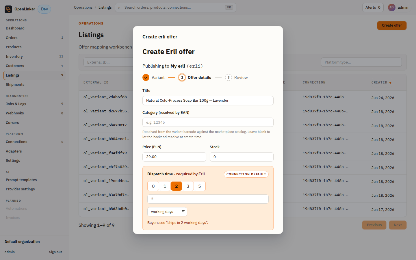 Wizard — offer details