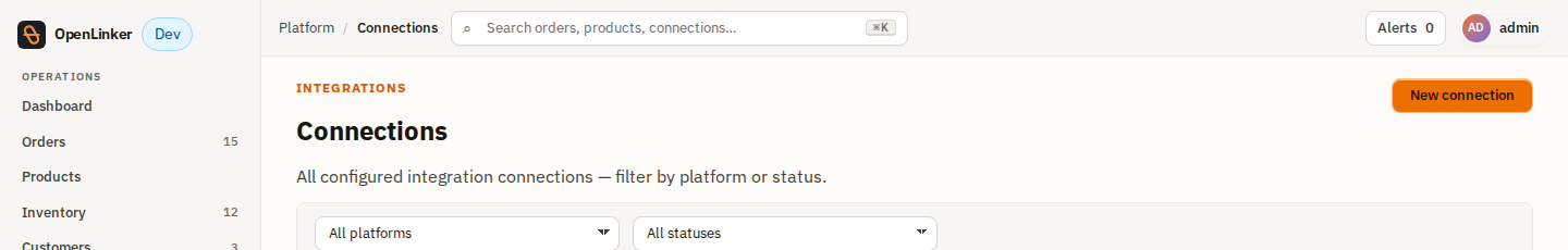 OpenLinker connections list