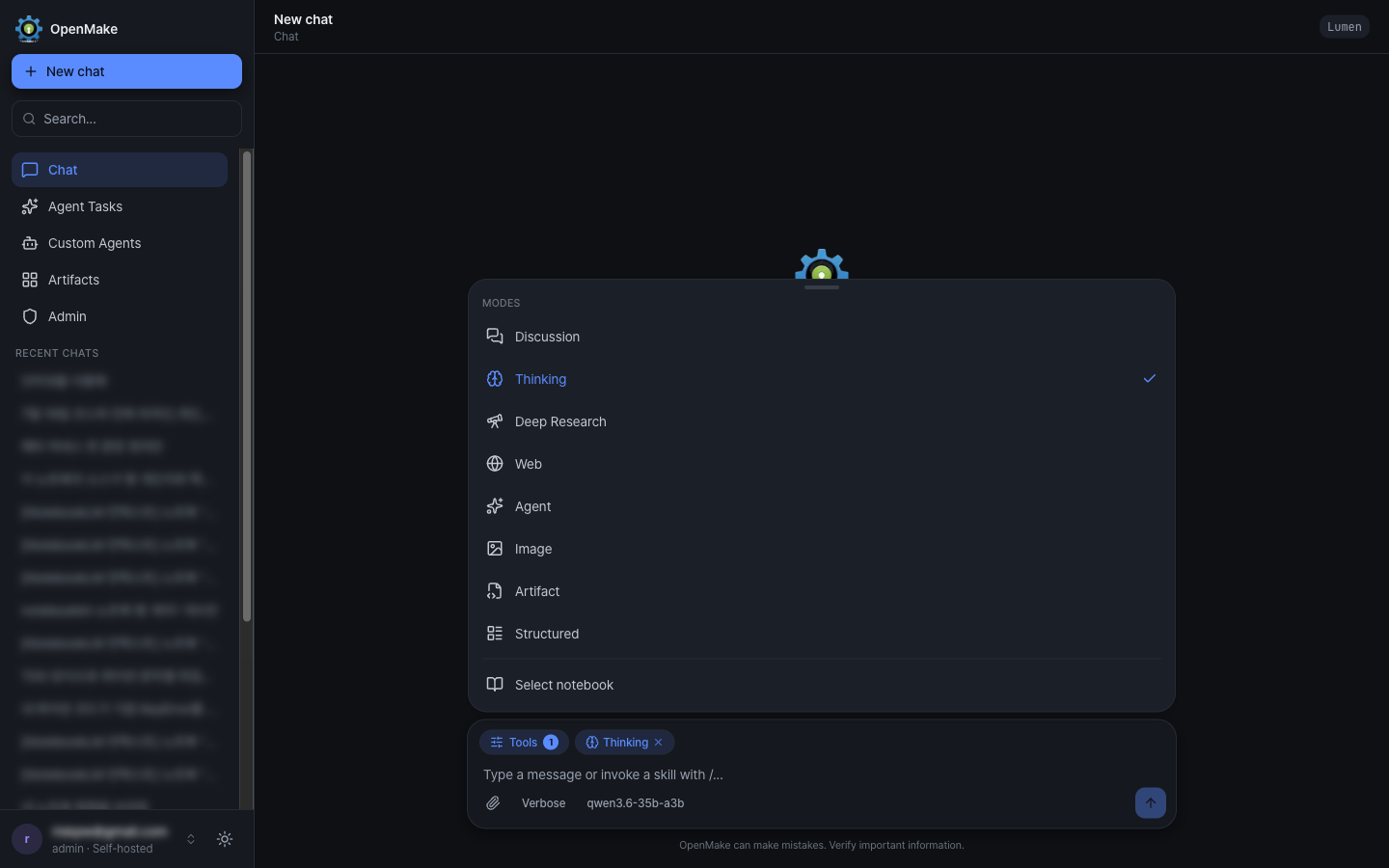Composer mode menu