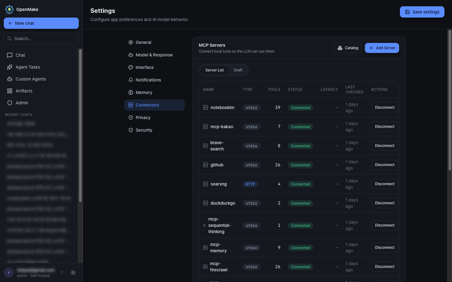 Settings → Connectors