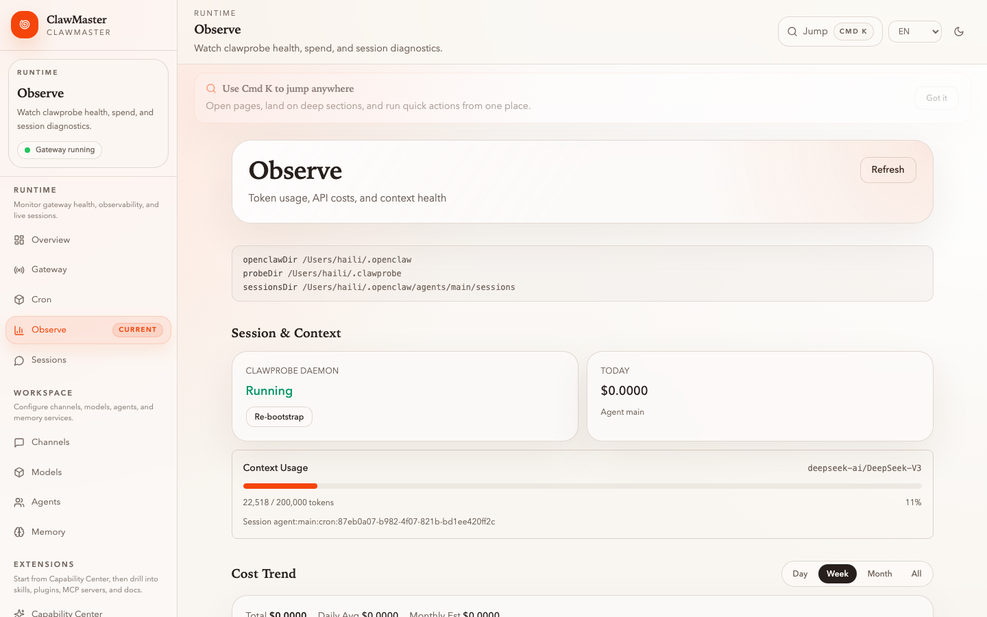 Observability with ClawProbe