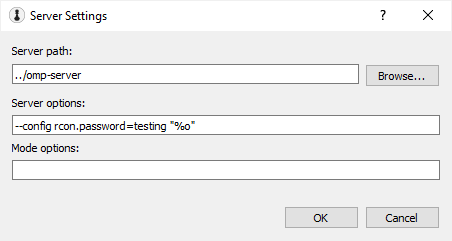 The server settings dialog.