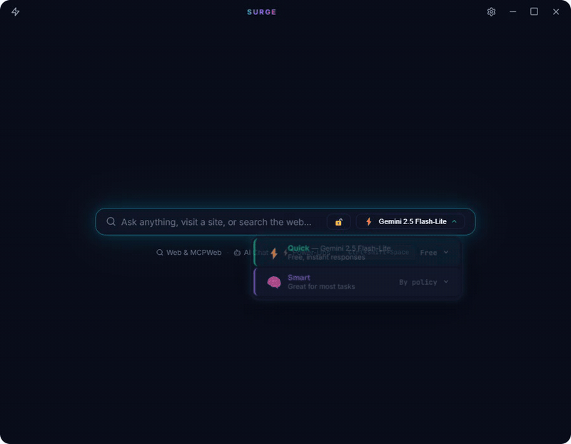 Surge: OpenNodes models with verified receipts, a spend dashboard and one-click private mode