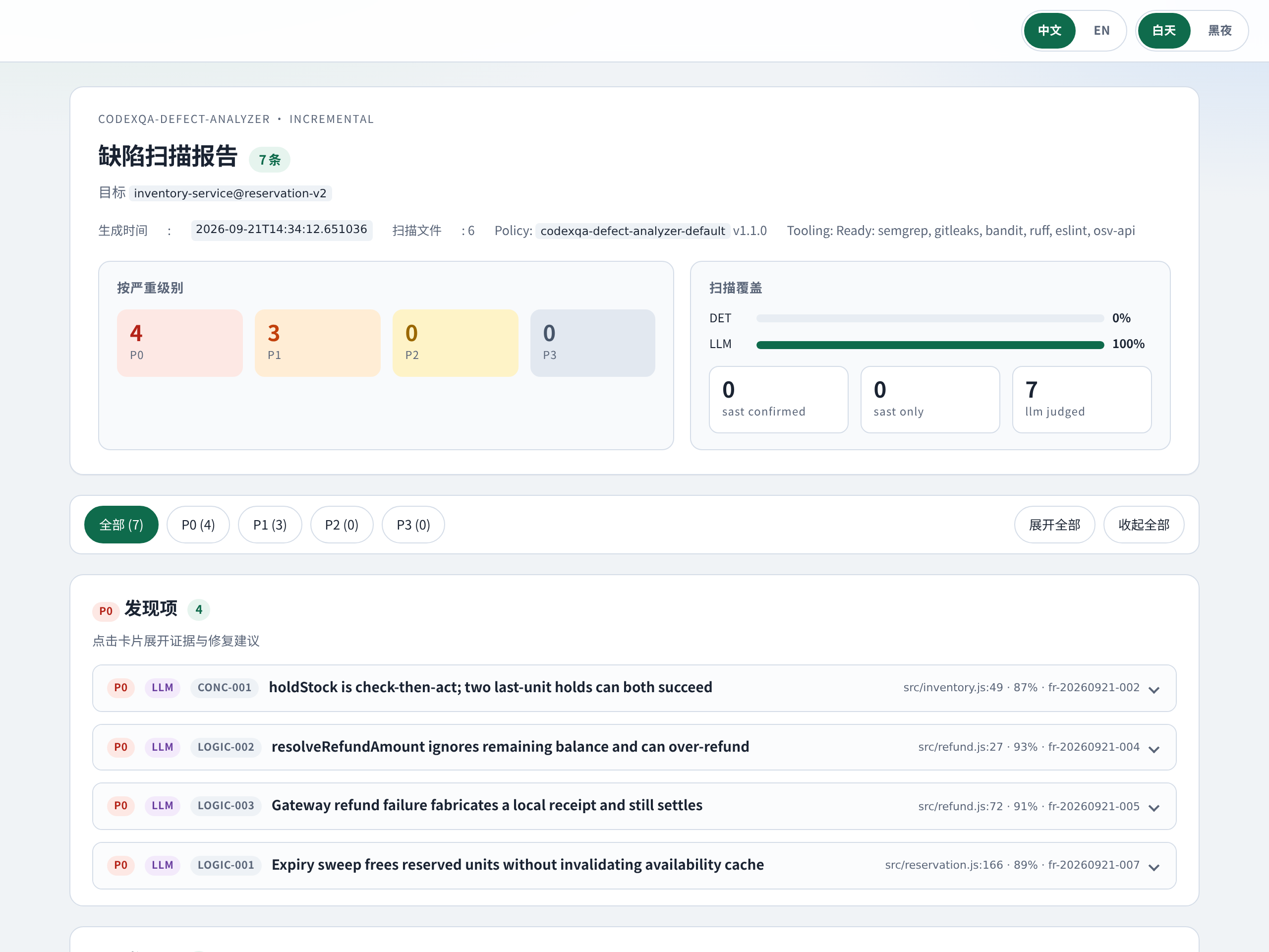 Defect-detection HTML report: three requirement mismatches
