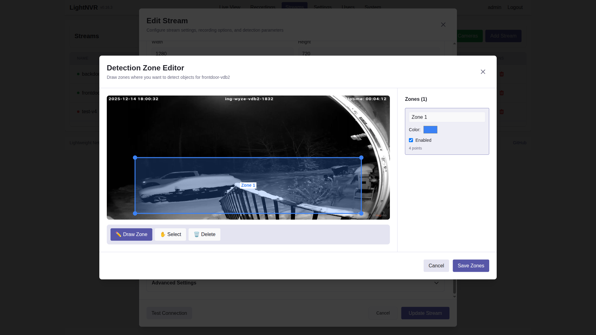 Detection Zone Editor