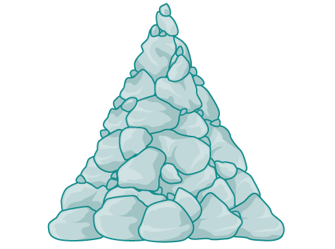 Gravel in the shape of a cone.